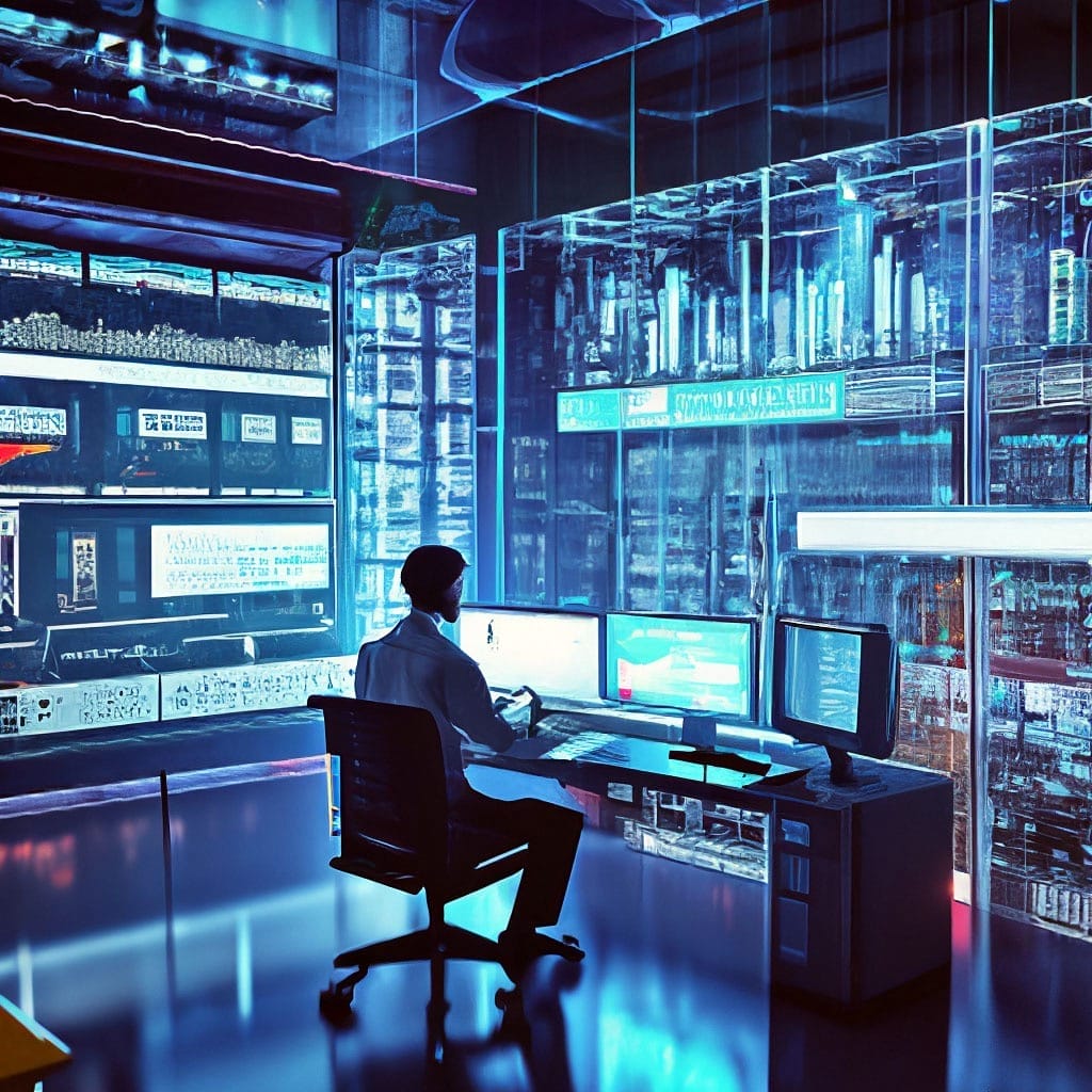 A man utilizing Enteros at a desk in a computer room to reduce Database Licensing and Cloud Resource Expenses.